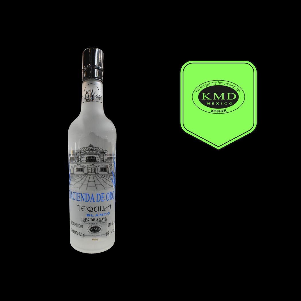 productos kosher, kosher maguen david, kmd Tequila blanco 750 ml hacienda de oro